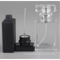 Cosmetic Rectangle Matte Black 30ml 50ml Refillable Glass Perfume Spray Bottle with Aluminum Spray Pump Cap